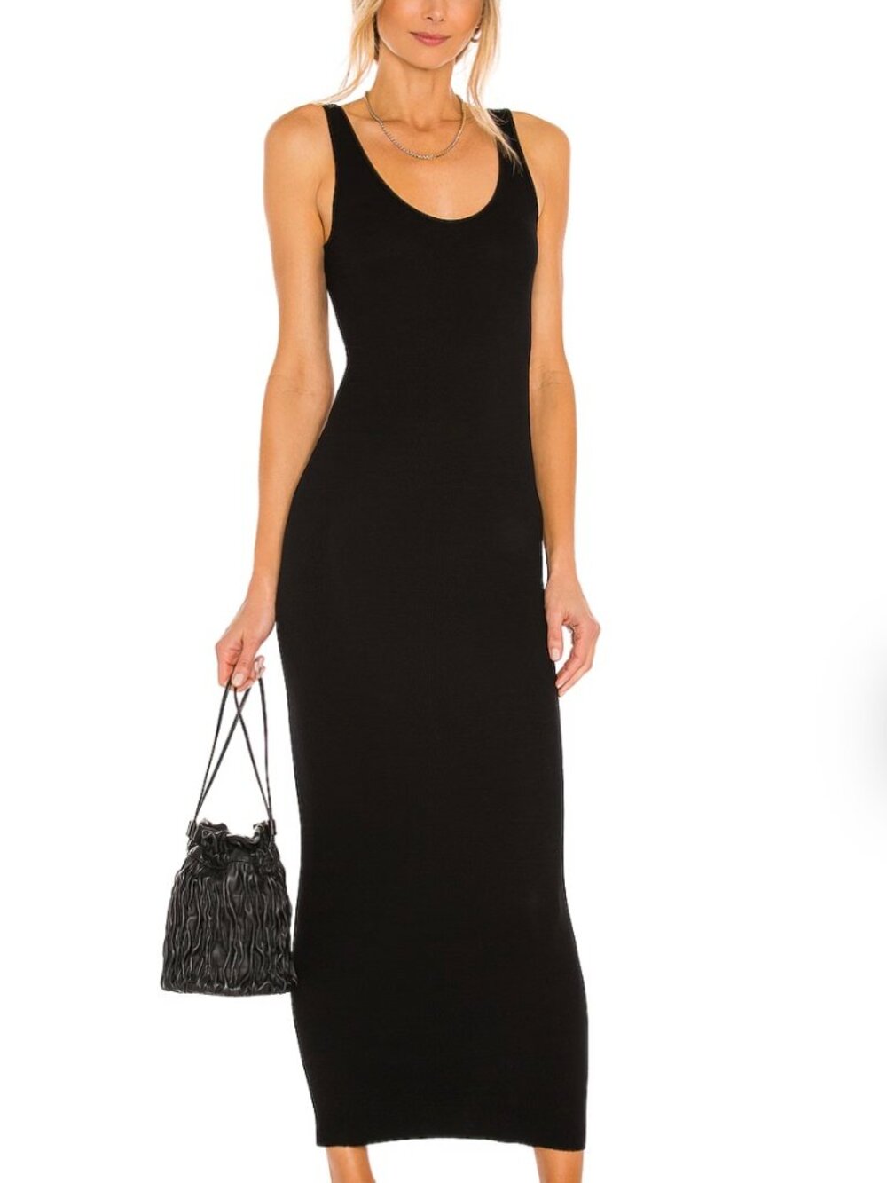 Kith Black Ribbed Tank Maxi Dress | Size S